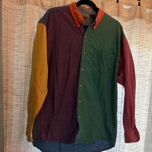 Multicolor Vintage County Seat Button-Up Shirt - Colorblock